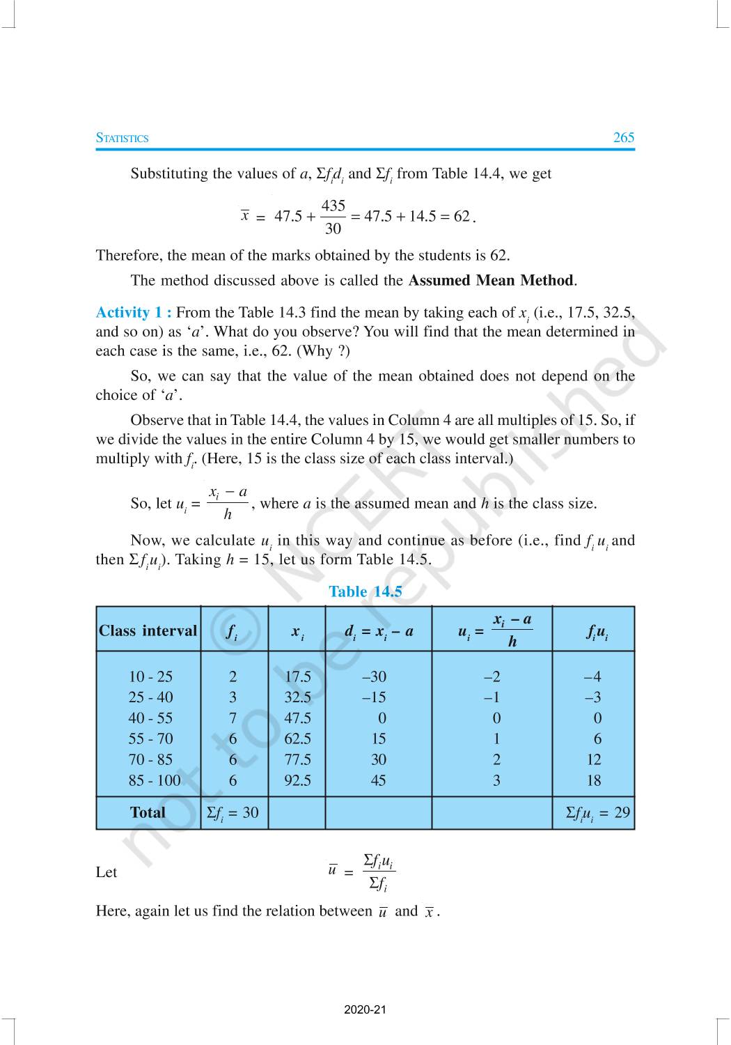 Statistics - NCERT Book Of Class 10 Mathematics